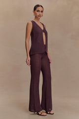 Malani Knit Top With Hardware - Chocolate