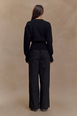 Campbell Cotton Wide Leg Pants - Black