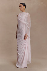 Amandine Ruched Slinky Maxi Dress - Pale Pink