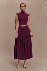 Romaine Bandage Knit Midi Skirt - Wine