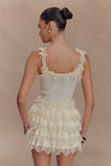 Margaret Lace Ruffle Mini Skort - Cream