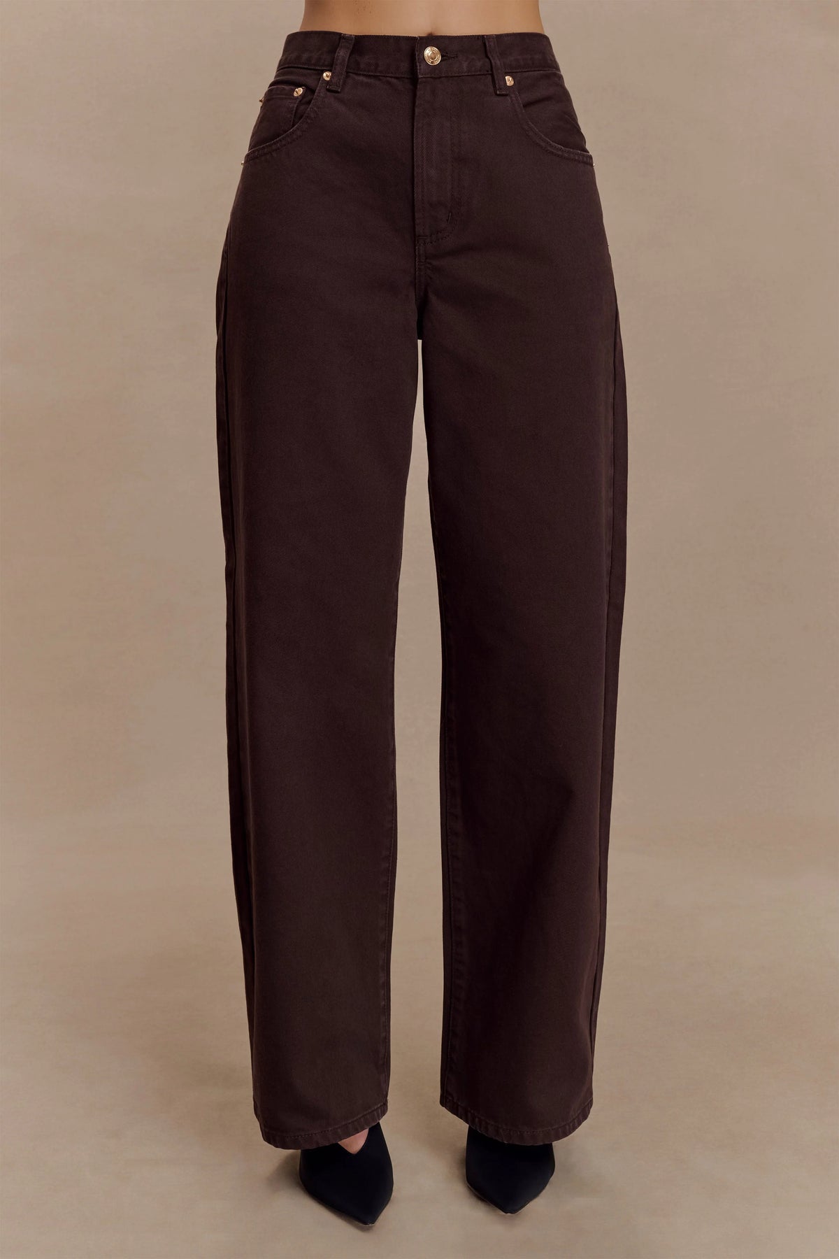 Mannon Mid Rise Denim Jeans - Chocolate