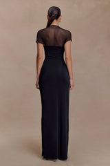 Wyatt Slinky And Mesh Maxi Dress - Black