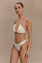 Aesha Floral Crochet Bikini Top - Ivory