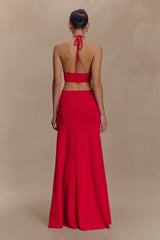 Marlowe Halter Knit Maxi Dress - Red