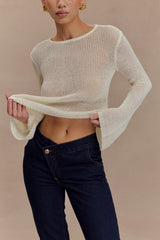 Isabella Long Sleeve Knit Top - White