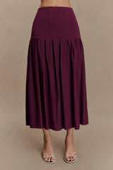 Romaine Bandage Knit Midi Skirt - Wine