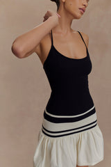Ellison Contrast Knit Mini Dress - Black/White