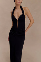 Vivianne Low Neck Maxi Dress - Black