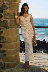 Cornelia Floral Sheer Maxi Dress - Ivory