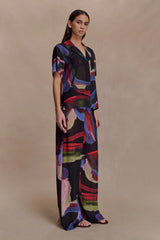 Rachel Chiffon Short Sleeve Shirt - Multi Fluid Reverie Print