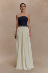 Suella Chiffon Denim Maxi Dress - Indigo Blue