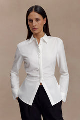 Millie Tie Back Cotton Shirt - White