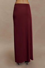 Bridget Slinky Maxi Skirt With Hardware - Burgundy