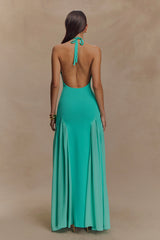Soleil Knit And Mesh Halter Maxi Dress - Lagoon