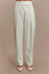 Penelope Pleated High Waisted Pants - Ivory