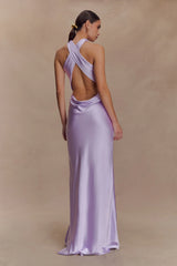 Phyllis Satin Halter Maxi Dress - Lilac