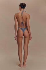 Persephone Gingham Triangle Bikini Top - Navy