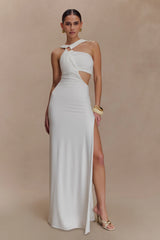 Lottie Slinky Maxi Dress With Split - White
