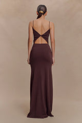 Reama Wrap Over Knit Maxi Dress - Chocolate