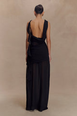 Daria Draped Chiffon Maxi Dress - Black