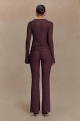 Enid Faux Leather Beaded Belt - Chocolate