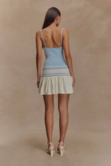 Ellison Contrast Knit Mini Dress - Blue/White