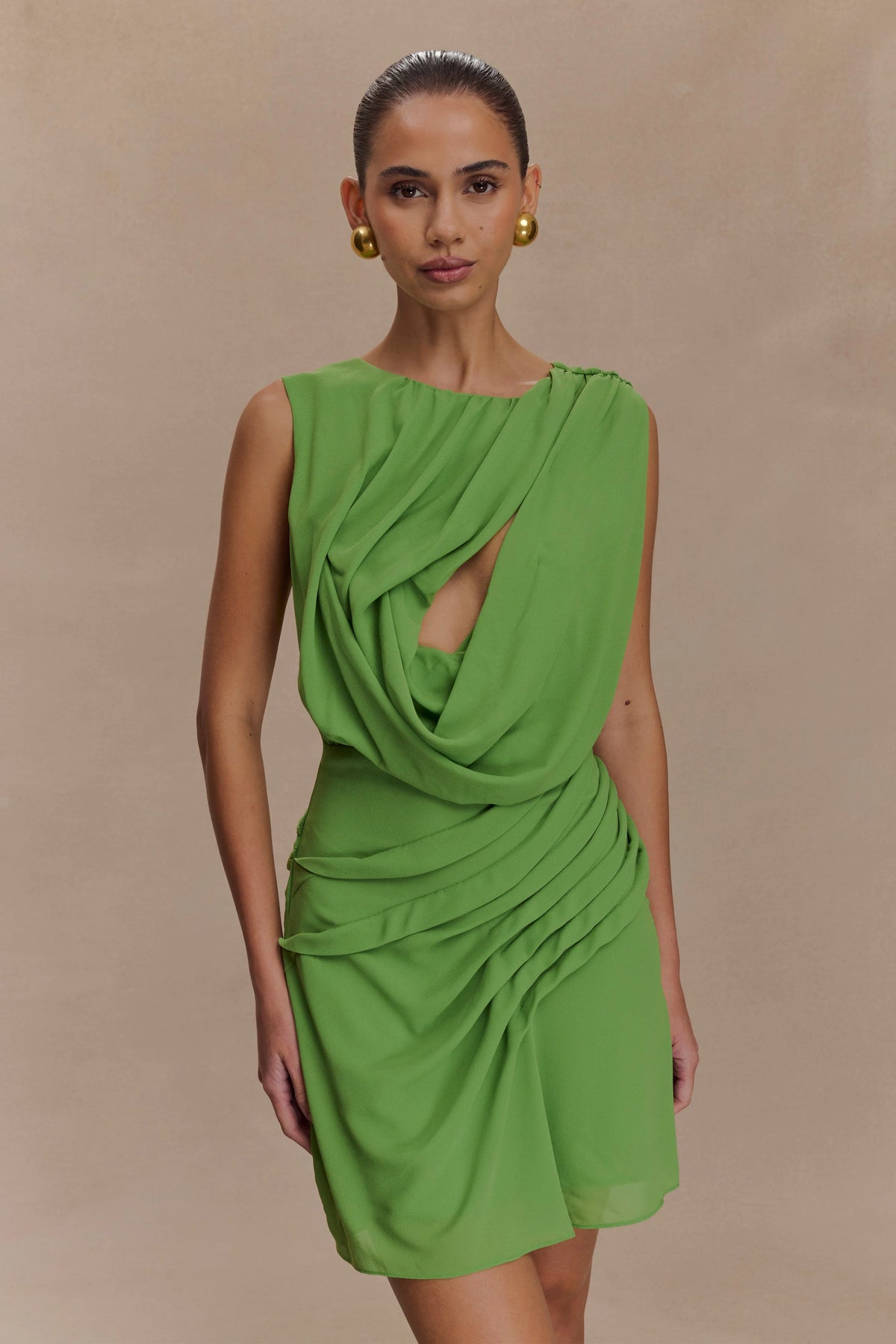 Oria Chiffon Mini Dress - Green