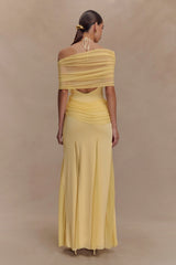 Gabrielle Slinky And Mesh Maxi Dress - Lemon