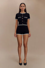 Saffron Contrast Knit Top - Black/White