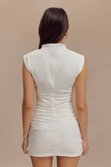 Elliot High Neck Sleeveless Mini Dress - White
