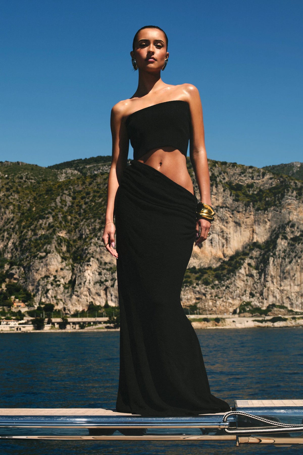 Jasiel Strapless Knit Maxi Dress - Black