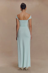 Aurora Slinky And Mesh Split Maxi Dress - Lagoon
