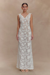 Cornelia Floral Sheer Maxi Dress - Ivory