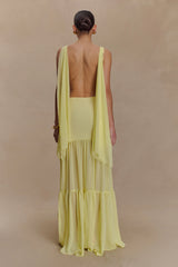 Haille Knit Chiffon Maxi Dress - Lemon