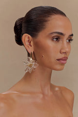 Naomi Acrylic Flower Earring - Gold