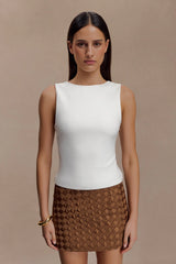 Kyra Open Back Scuba Crepe Top - White