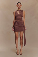 Alicent Slinky Beaded Top - Chocolate