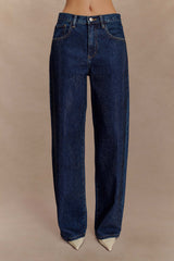 Laina Mid Rise Diamante Denim Jeans - Midnight Blue