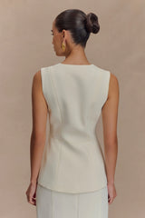Angelie Suiting Vest Top - Ivory