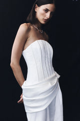 Galia Satin Corset Gown - White