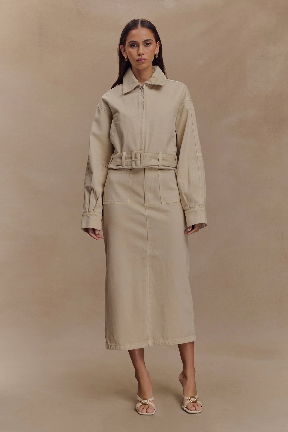 Fallon Denim Midi Skirt - Stone Wash