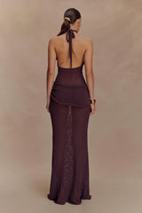 Reece Halter Knit Maxi Dress - Chocolate